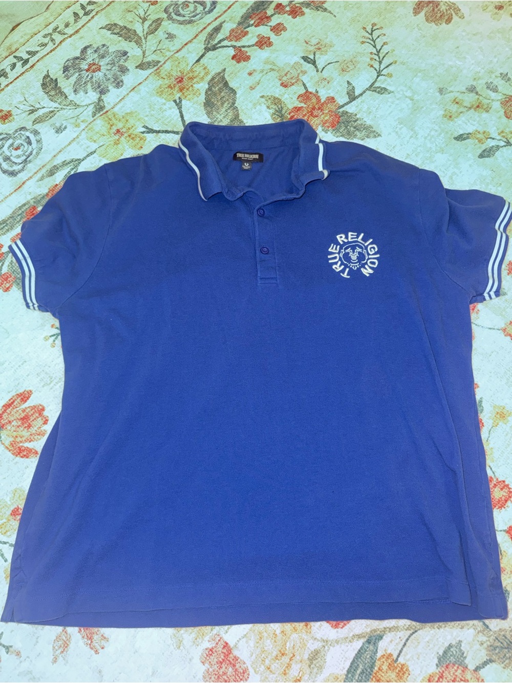 True Religion Royal Blue Polo with White Trim
